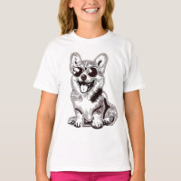 Custom Corgi Puppy with Sunglasses | Sketch Art