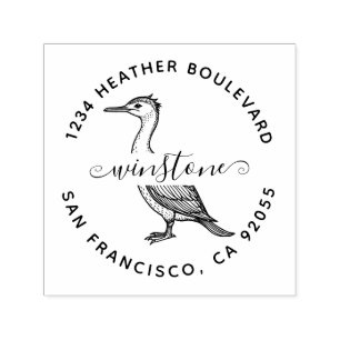 Custom Cormorant Bird Return Address Family Name Self-inking Stamp