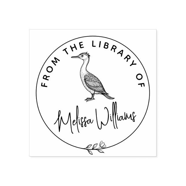 Custom Cormorant Ex Libris From the Library Book Rubber Stamp (Imprint)