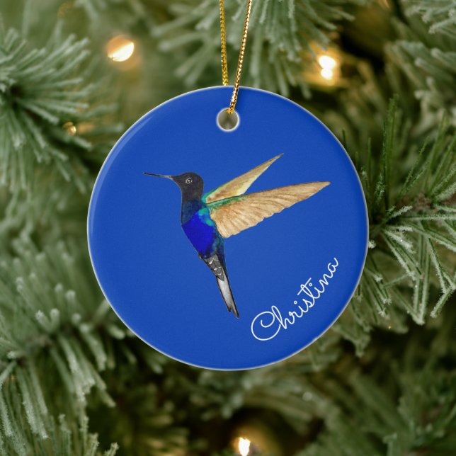 Custom Coronet Hummingbird Ceramic Ornament (Tree)