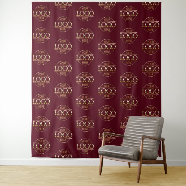 Custom Corporate Business Logo Pattern Backdrop Tapestry (In Situ)