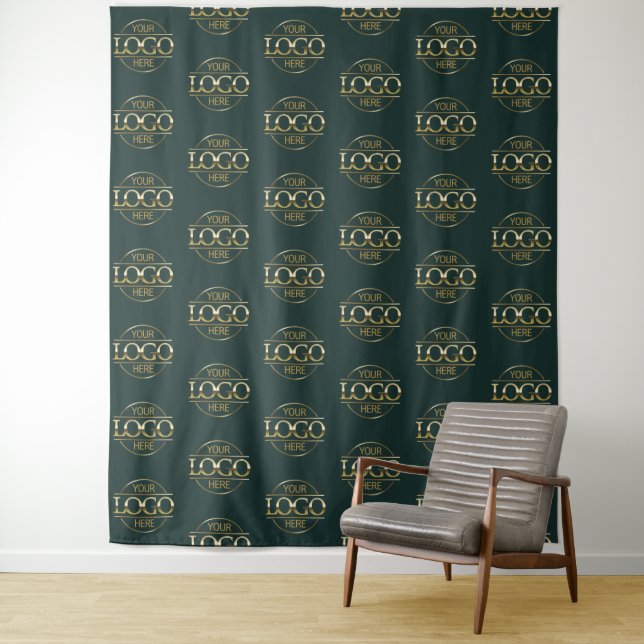 Custom Corporate Business Logo Pattern Backdrop Tapestry (In Situ)