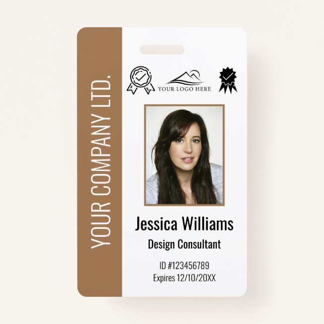Custom Corporate Certified Employee Brown ID Badge (Front)