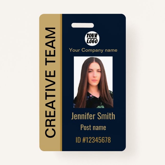 custom Corporate Employee ,Name ,Blue ID ,Bar Code Badge (Front)