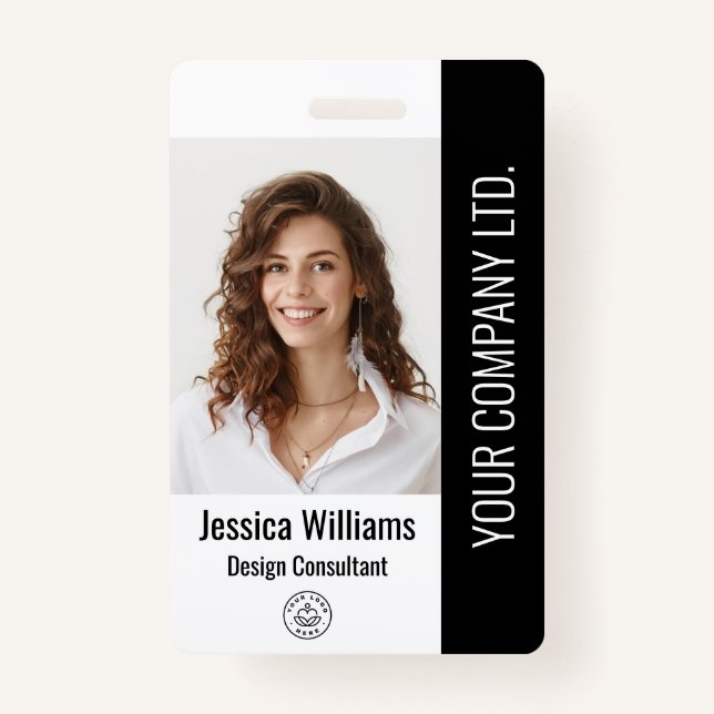 Custom  Corporate Large Employee Photo Black ID Badge (Front)