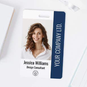 Custom  Corporate Large Employee Photo Blue ID Badge