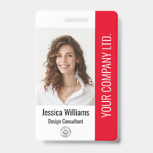 Custom Corporate Large Employee Photo Red ID Badge