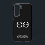 Custom Corporate Logo Black Samsung Galaxy Case<br><div class="desc">A simple custom black business template in a modern minimalist style that can be easily updated with your company logo and text. Designed with a horizontal logo banner image (2560 x 1440 px), you can customize by changing the text and image using the fields provided, or use the "message" button...</div>