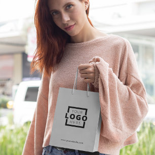 Custom Corporate Logo Business Promotional Grey Medium Gift Bag