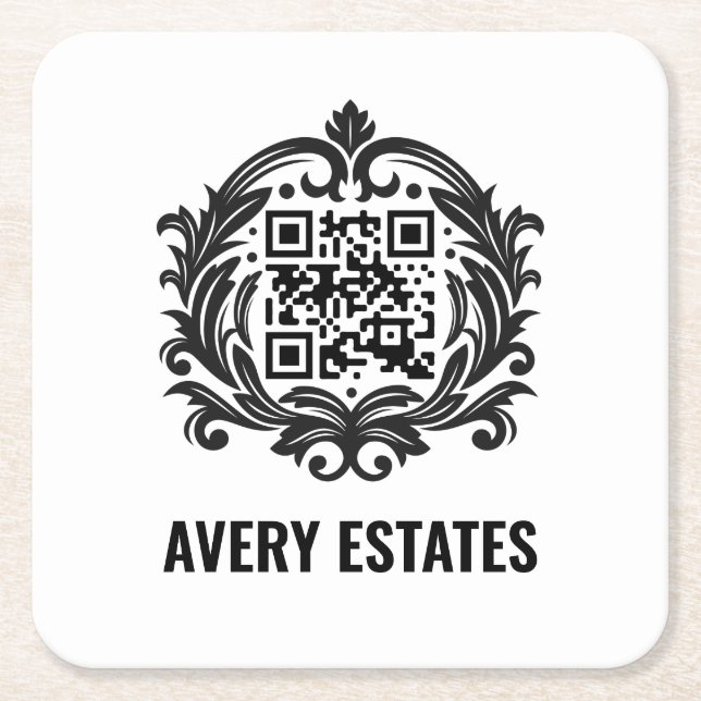 Custom Corporate | QR Code Square Paper Coaster (Front)