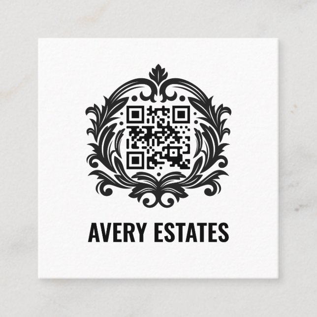 Custom Corporate Square Business Cards | QR Code (Front)