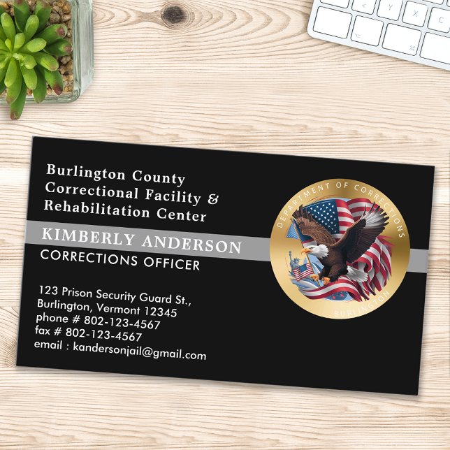 Custom Correctional Department Prison Guard Logo Business Card (Creator Uploaded)