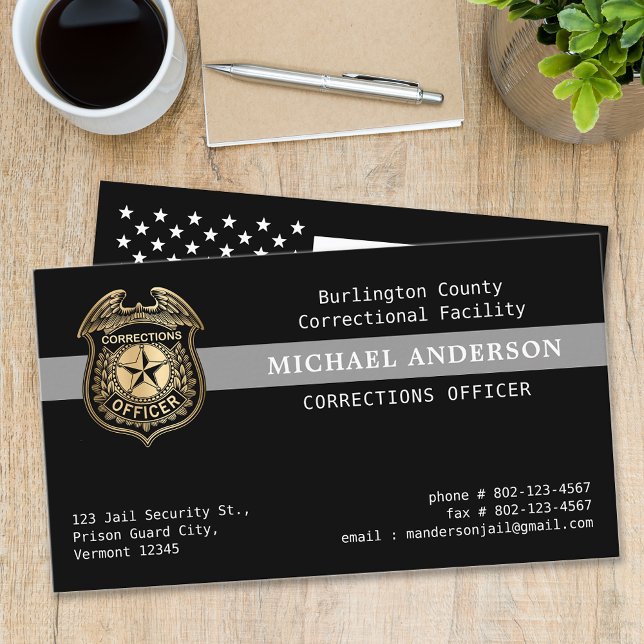 Custom Corrections Officer Law Enforcement Emblem Business Card (Creator Uploaded)
