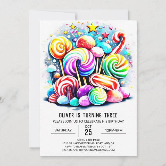Custom Cotton Candy Birthday Invitation (Front)