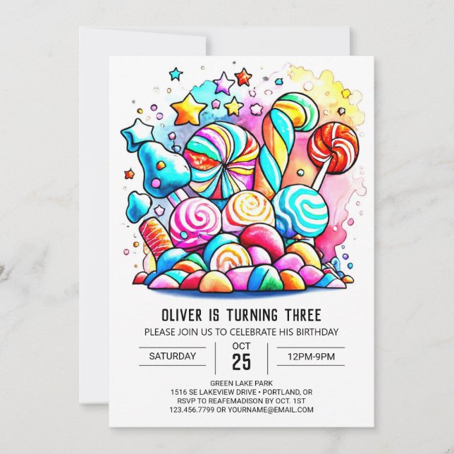 Custom Cotton Candy Birthday Invitation (Front)