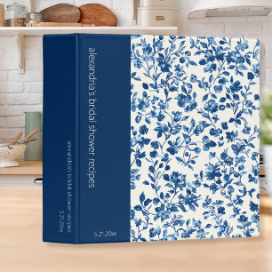 Custom Country Blue Floral Bridal Shower Recipe Binder