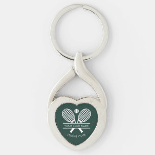 Custom Country Club Name Tennis Rackets Motif Keychain
