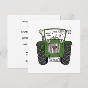 Custom Country Wedding Green Tractor Invitation