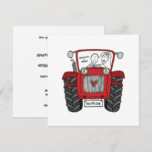 Custom Country Wedding Red Tractor Invitation