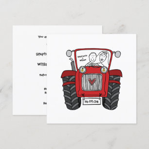 Custom Country Wedding Red Tractor Invitation