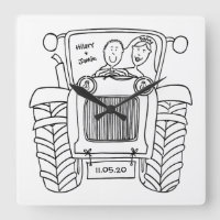 Custom Country Wedding Tractor Acrylic Wall Clock