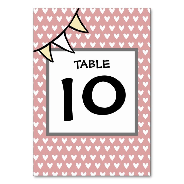 Custom Country Wedding Tractor Bunting Table Number (Front)