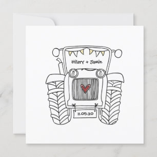 Custom Country Wedding Tractor Evening Invitation