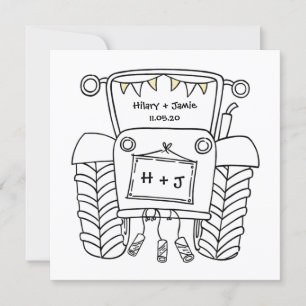 Custom Country Wedding Tractor Invitation