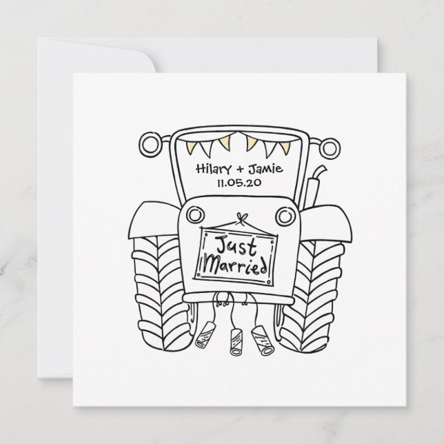 Custom Country Wedding Tractor Invitation (Front)