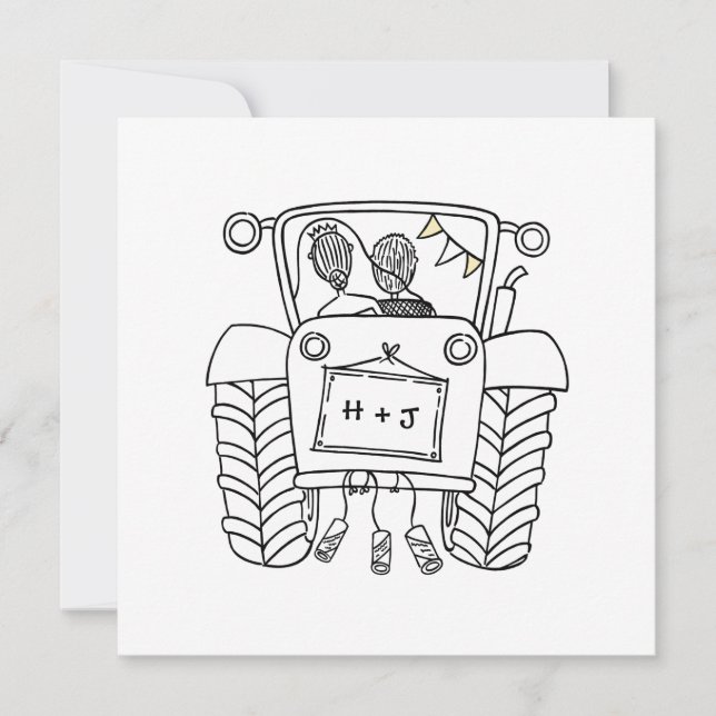 Custom Country Wedding Tractor Invitation (Front)