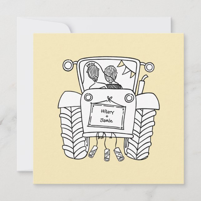 Custom Country Wedding Tractor Invitation (Front)