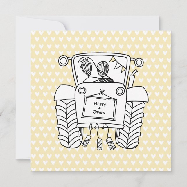 Custom Country Wedding Tractor Invitation (Front)
