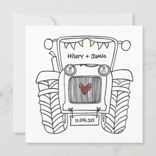 Custom Country Wedding Tractor Invitation