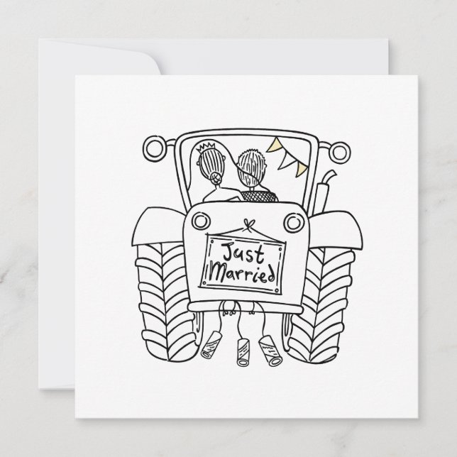 Custom Country Wedding Tractor Invitation (Front)