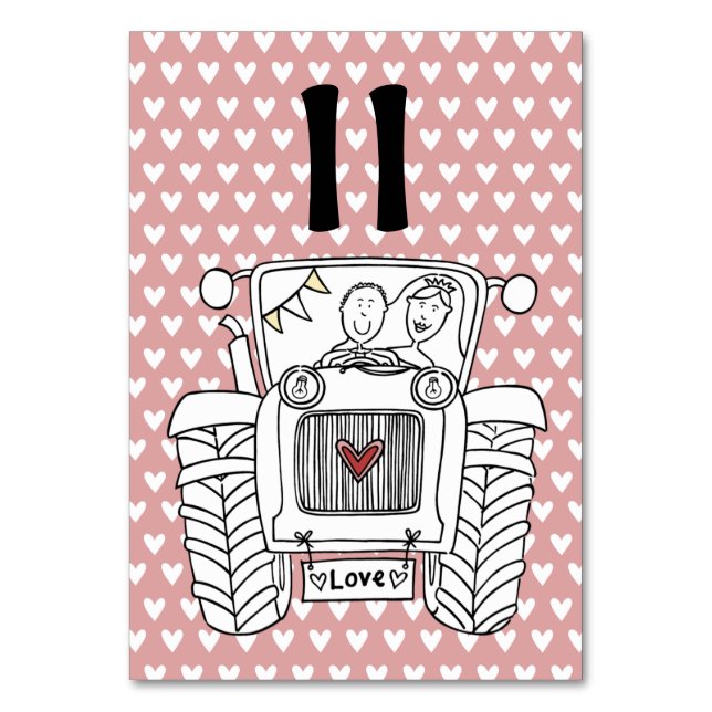 Custom Country Wedding Tractor Table Number (Front)