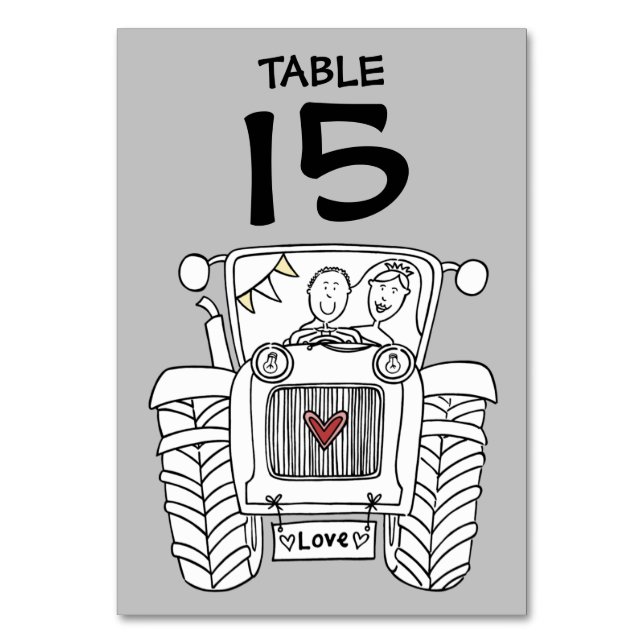 Custom Country Wedding Tractor Table Number (Front)