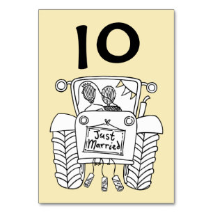 Custom Country Wedding Tractor Table Number