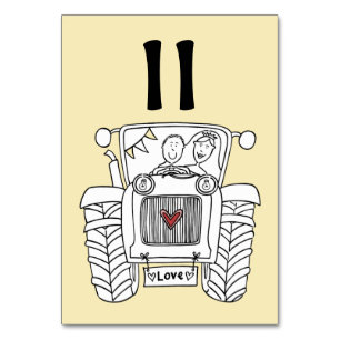 Custom Country Wedding Tractor Table Number