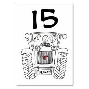 Custom Country Wedding Tractor Table Number