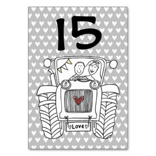 Custom Country Wedding Tractor Table Number