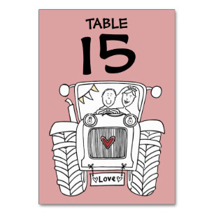 Custom Country Wedding Tractor Table Number