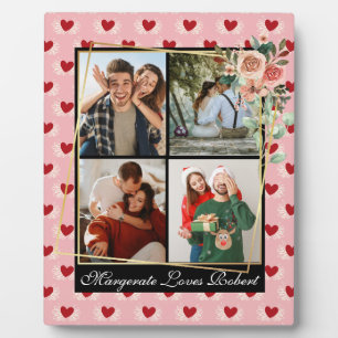 Custom Couple 4 Photo Modern Chic Stylish Elegant Plaque