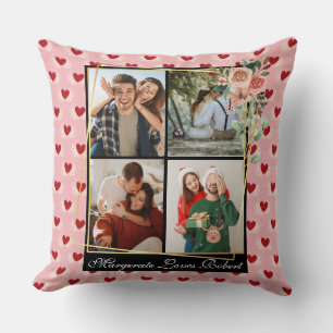 Custom Couple 4 Photo Modern Chic Stylish Elegant Throw Pillow