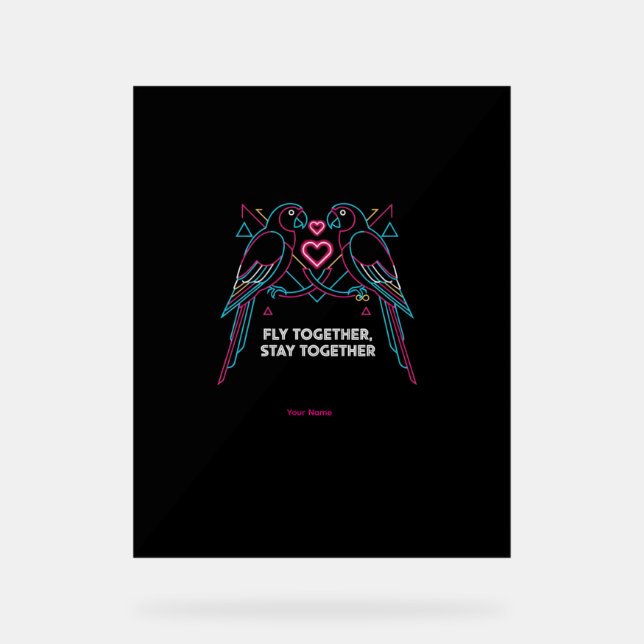 Custom Couple Anniversary Neon Parrots Winter Hood (Recto)