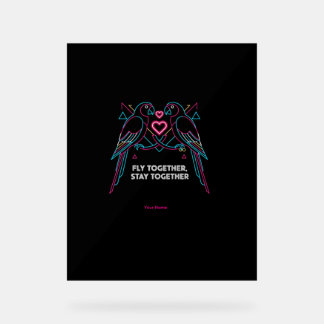 Custom Couple Anniversary Neon Parrots Winter Hood Acrylic Sign