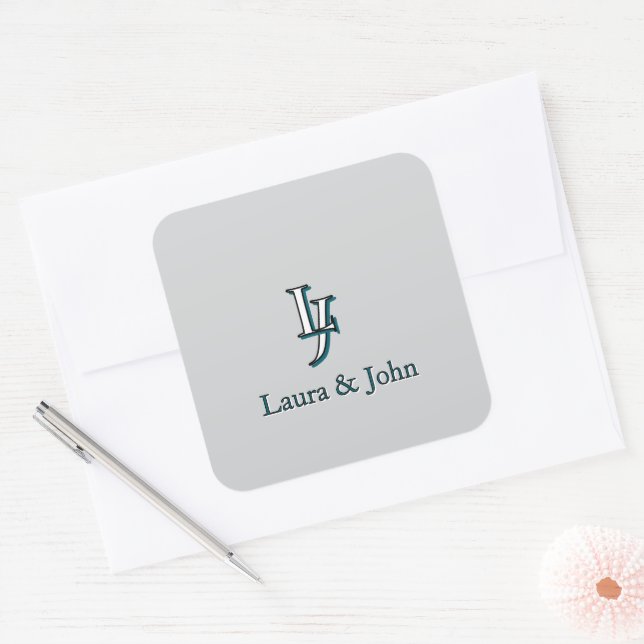 Custom Couple Initials and Names Stickers (Envelope)