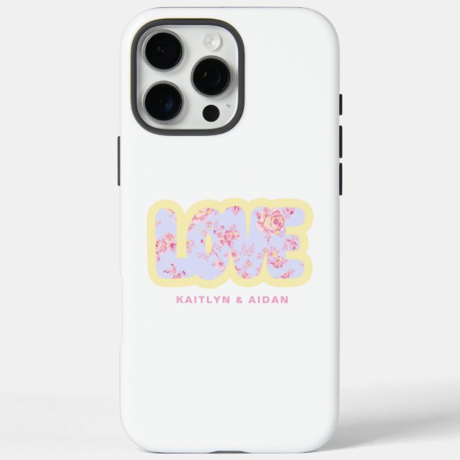 Custom couple iPhone 16 Pro Case with LOVE Design  (Back)