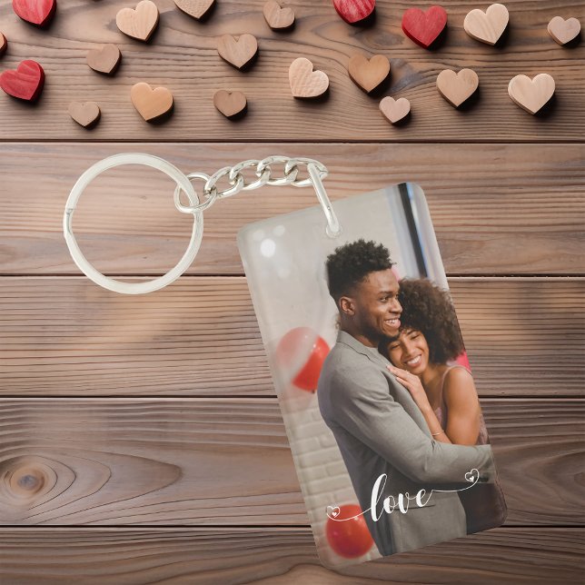 Custom Couple Love Handwritten Photo Personalized Keychain (Creator Uploaded)