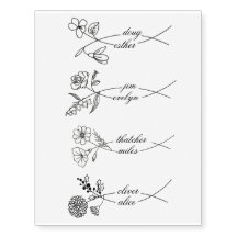 Custom Couple Name Floral Temporary Tattoo