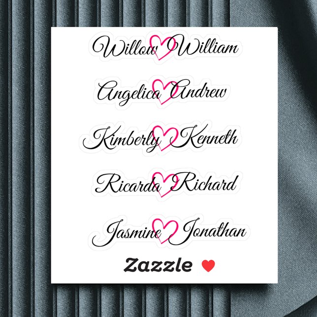 Custom Couple Names Guest List Calligraphy Heart   (Creator Uploaded)